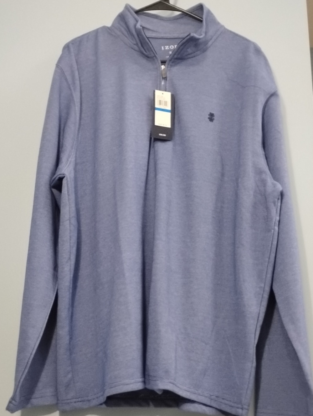 NWT Izod Men’s Dusty Blue Quarter-Zip Pullover Size XL